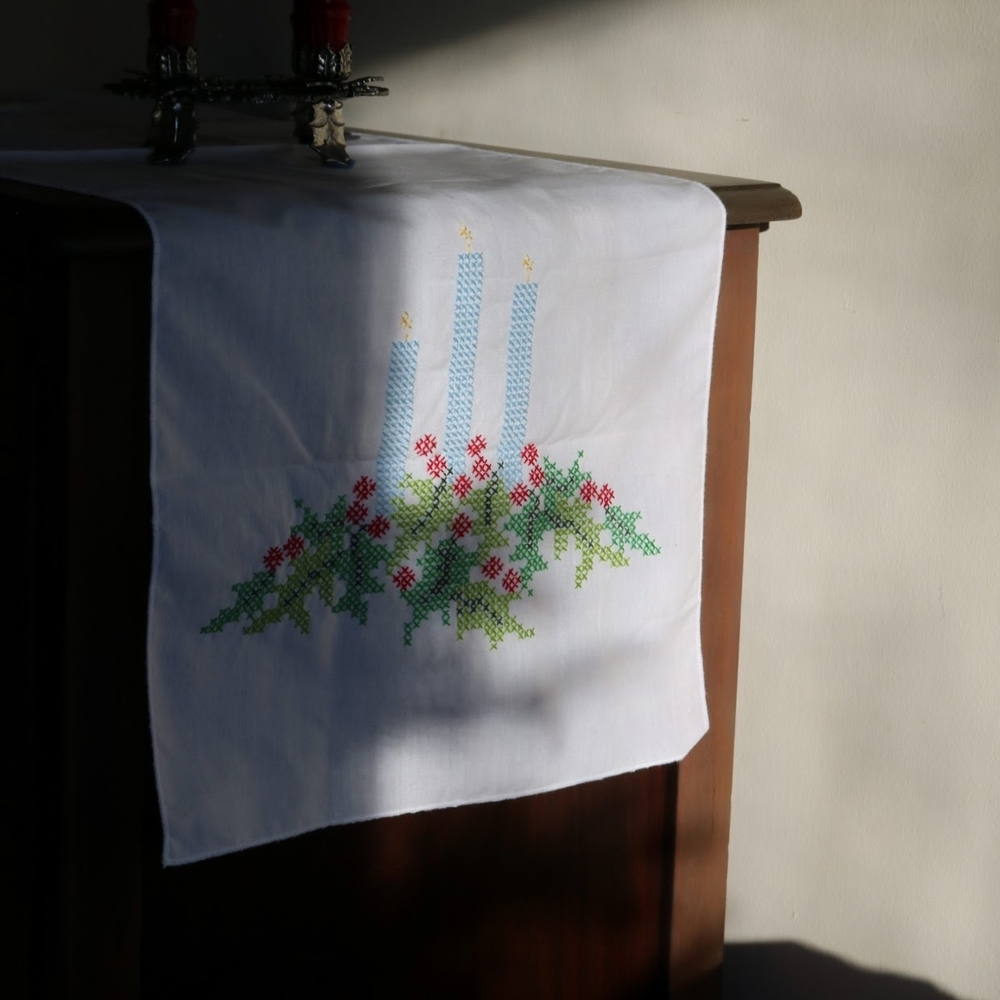VTG Cross Stitch Christmas Table Runners | Set of 2